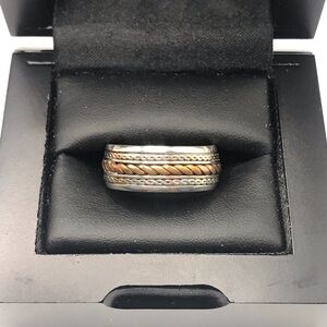 925 Sterling Silver Two-Tone Braided SpinnerMen's Band Ring Size 11